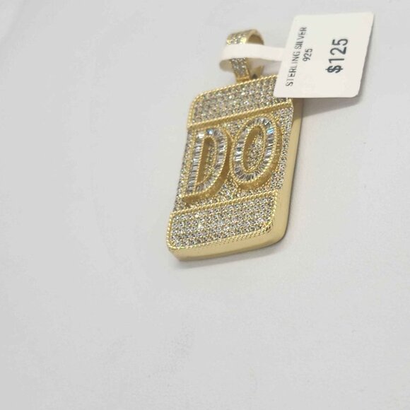 NEW Sterling Silver 925 w/ cubic zirconia stones Rectangle with DO initial - Picture 2 of 4